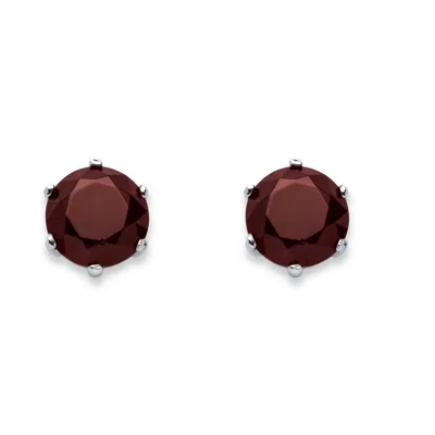 Palm Beach Jewelry Birthstone .925 Sterling Silver Stud Earrings In Red