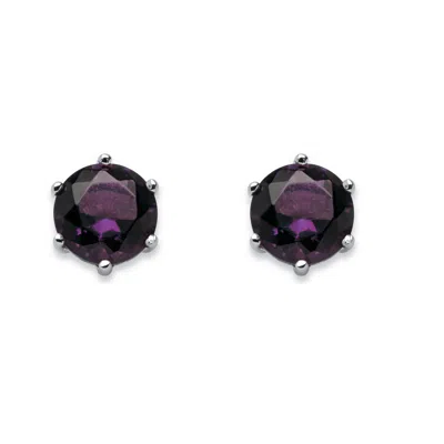 Palm Beach Jewelry Birthstone .925 Sterling Silver Stud Earrings In Purple