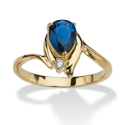 Palm Beach Jewelry Birthstone And Crystal 18k Gold-plated Ring In Blue