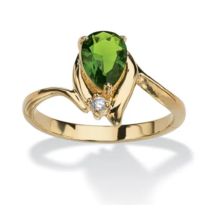 Palm Beach Jewelry Birthstone And Crystal 18k Gold-plated Ring In Green