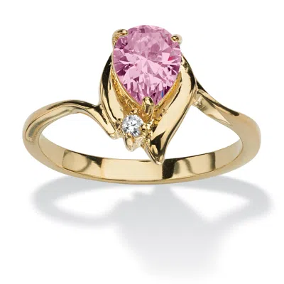 Palm Beach Jewelry Birthstone And Crystal 18k Gold-plated Ring In Pink