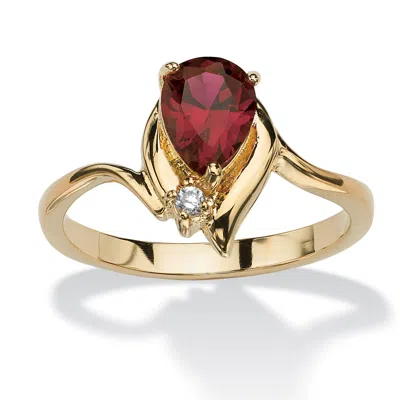 Palm Beach Jewelry Birthstone And Crystal 18k Gold-plated Ring In Red