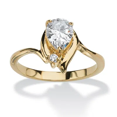 Palm Beach Jewelry Birthstone And Crystal 18k Gold-plated Ring In Silver