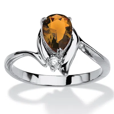 Palm Beach Jewelry Birthstone And Crystal Silvertone Ring