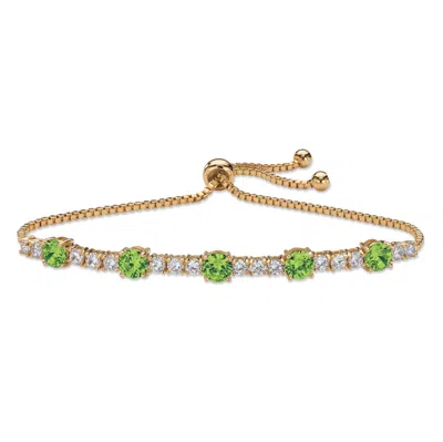 Palm Beach Jewelry Birthstone And Cz Gold-plated Bolo Bracelet 10" In Green