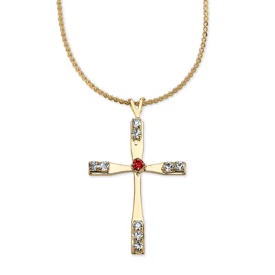 Palm Beach Jewelry Birthstone Cross Necklace In Yellow Goldtone In Multi