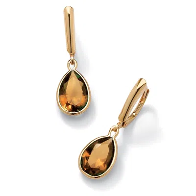 Palm Beach Jewelry Birthstone Earrings 14k Gold-plated Sterling Silver In Orange
