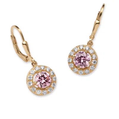 Palm Beach Jewelry Birthstone Gold-plated Sterling Silver Halo Earrings In Multi