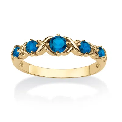 Palm Beach Jewelry Birthstone Gold-plated "x & O" Ring In Blue