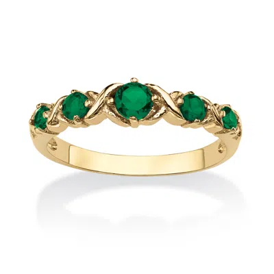 Palm Beach Jewelry Birthstone Gold-plated "x & O" Ring In Green
