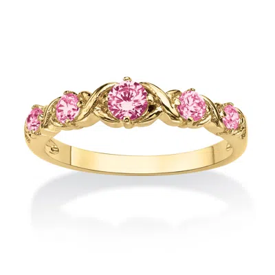 Palm Beach Jewelry Birthstone Gold-plated "x & O" Ring In Pink