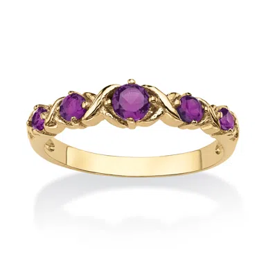 Palm Beach Jewelry Birthstone Gold-plated "x & O" Ring In Purple