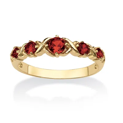Palm Beach Jewelry Birthstone Gold-plated "x & O" Ring In Red
