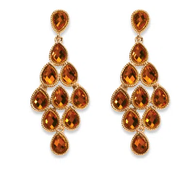 Palm Beach Jewelry Birthstone Goldtone Chandelier Earrings In Red