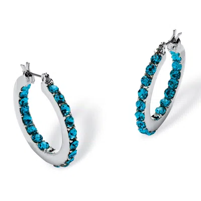 Palm Beach Jewelry Birthstone Inside-out Hoop Earrings In Silvertone (31mm) In Multi