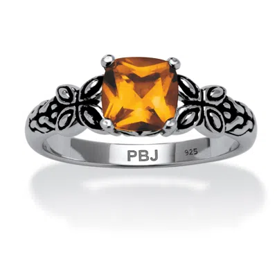 Palm Beach Jewelry Birthstone Ring In Antiqued Sterling Silver In Orange