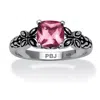 Palm Beach Jewelry Birthstone Ring In Antiqued Sterling Silver In Pink