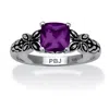 Palm Beach Jewelry Birthstone Ring In Antiqued Sterling Silver In Purple