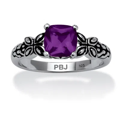 Palm Beach Jewelry Birthstone Ring In Antiqued Sterling Silver In Purple