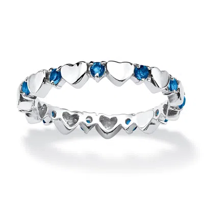 Palm Beach Jewelry Birthstone Silver Eternity Interlocking Heart Ring