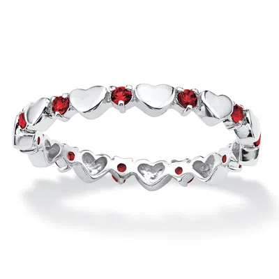 Palm Beach Jewelry Birthstone Silver Eternity Interlocking Heart Ring