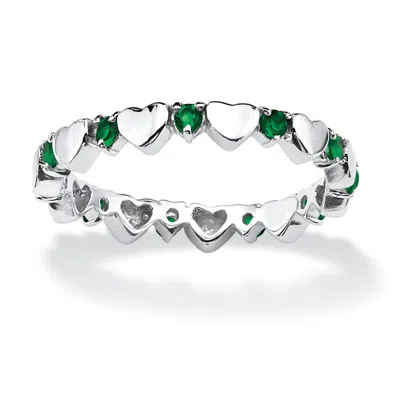 Palm Beach Jewelry Birthstone Silver Eternity Interlocking Heart Ring