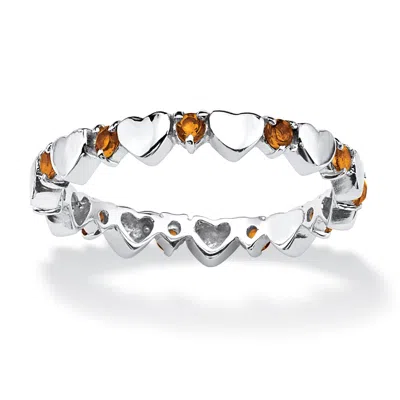 Palm Beach Jewelry Birthstone Silver Eternity Interlocking Heart Ring