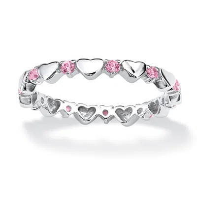 Palm Beach Jewelry Birthstone Silver Eternity Interlocking Heart Ring