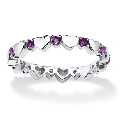 Palm Beach Jewelry Birthstone Silver Eternity Interlocking Heart Ring