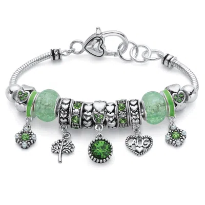 Palm Beach Jewelry Birthstone Silvertone Bali-style Beaded Charm Bracelet 8" In Multi