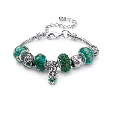 Palm Beach Jewelry Birthstone Silvertone Bali-style Bracelet 8" In Green