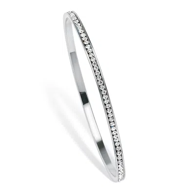 Palm Beach Jewelry Birthstone Silvertone Eternity Bangle Bracelet