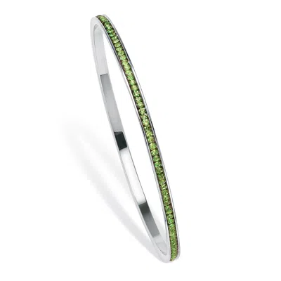 Palm Beach Jewelry Birthstone Silvertone Eternity Bangle Bracelet In Black