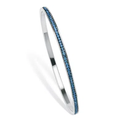 Palm Beach Jewelry Birthstone Silvertone Eternity Bangle Bracelet In Blue