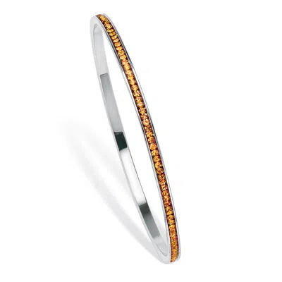 Palm Beach Jewelry Birthstone Silvertone Eternity Bangle Bracelet In Brown