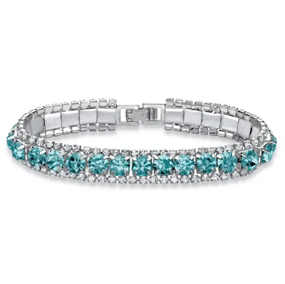 Palm Beach Jewelry Birthstone Silvertone Tennis Bracelet 7" In Blue