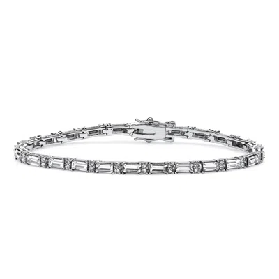 Palm Beach Jewelry Birthstone Silvertone Tennis Bracelet 7.5"