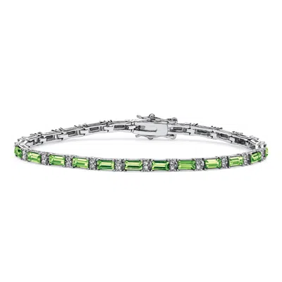 Palm Beach Jewelry Birthstone Silvertone Tennis Bracelet 7.5" In Green