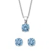Palm Beach Jewelry Birthstone Solitaire Pendant And Stud Earring Set In Silvertone In Blue