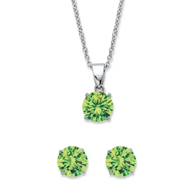Palm Beach Jewelry Birthstone Solitaire Pendant And Stud Earring Set In Silvertone In Multi