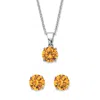 Palm Beach Jewelry Birthstone Solitaire Pendant And Stud Earring Set In Silvertone In Orange