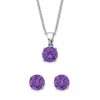 Palm Beach Jewelry Birthstone Solitaire Pendant And Stud Earring Set In Silvertone In Purple