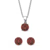 Palm Beach Jewelry Birthstone Solitaire Pendant And Stud Earring Set In Silvertone In Red