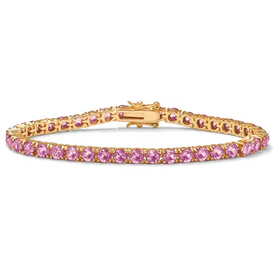 Palm Beach Jewelry Birthstone Tennis Bracelet In Gold-plated In Pink