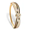Palm Beach Jewelry Black & White Crystal Bangle Bracelet Gold-plated 8 Inch