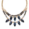Palm Beach Jewelry Black Aurora Borealis Crystal Multi-strand Goldtone Necklace 18"-20.5"