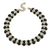 Palm Beach Jewelry Black Beaded Necklace With Crystal Accents In Yellow Goldtone