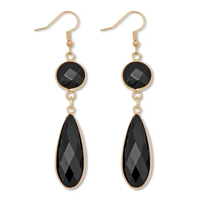 Palm Beach Jewelry Black Crystal Goldtone Drop Earrings