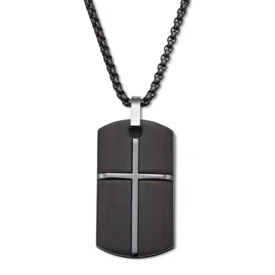 Palm Beach Jewelry Black Ion-plated Stainless Steel Dog Tag Pendant Necklace 26 Inch