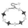 Palm Beach Jewelry Black Onyx Stainless Steel Clover Bracelet 7-inch
